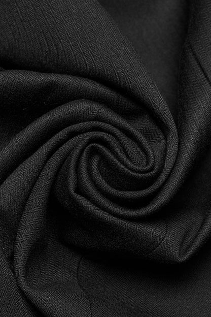 Black Lapel Collar Long Sleeves Frog Jacquard Embroidery Men's Gothic Coat