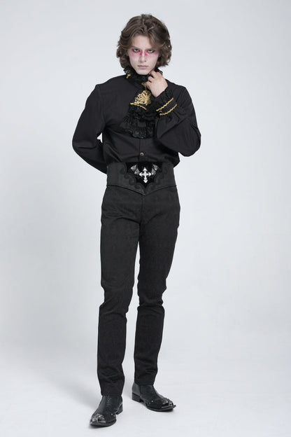 Black Embroidered Lace-Up Men's Gothic Accessory  Bat Embroidered Girdle