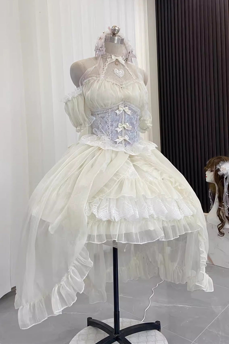 Ballet Twins Ruffle Bowknot Short Front Long Back Sweet Lolita Dress 2 Colors