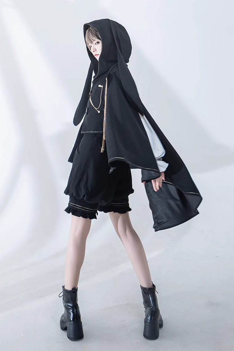 Black Anxious Rabbit Ouji Fashion Gothic Lolita Cloak