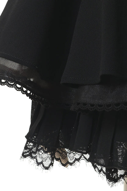 Black Off Shoulder Long Sleeves Floral Print Ruffle Bowknot Lace-Up Gothic Jirai Kei Japanese Skirt Set