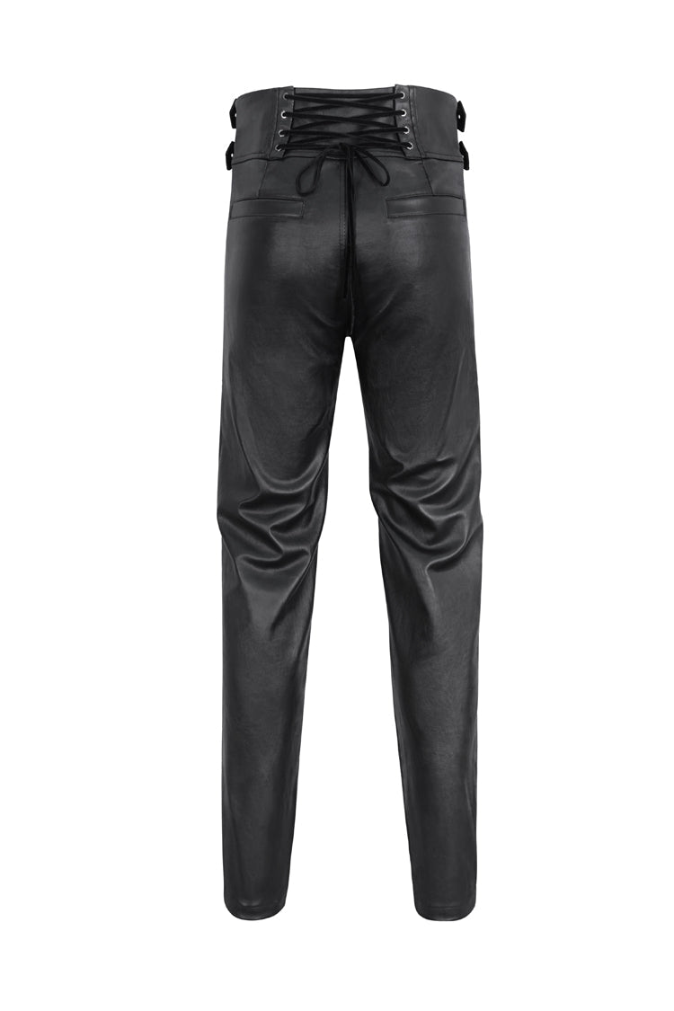 Black High Waisted Embroidery Men's Gothic Pants