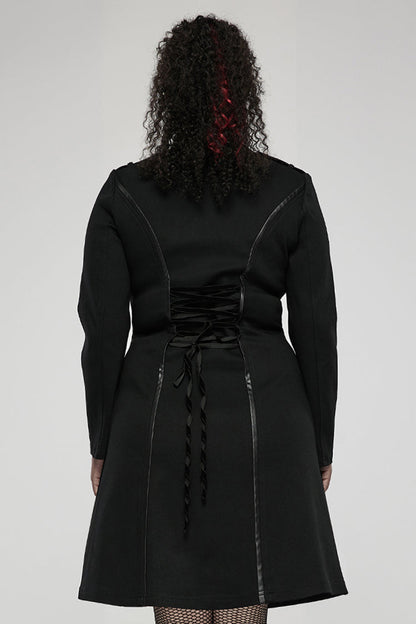 Black Elasticity Knitted Stitching Glued Fabric Slim And Handsome Pocket Decoration Metal Zipper Women's Plus Size Punk Dress