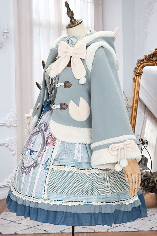 Autumn Winter Double Collar Bowknot Single Breasted Sweet Lolita Cape Coat