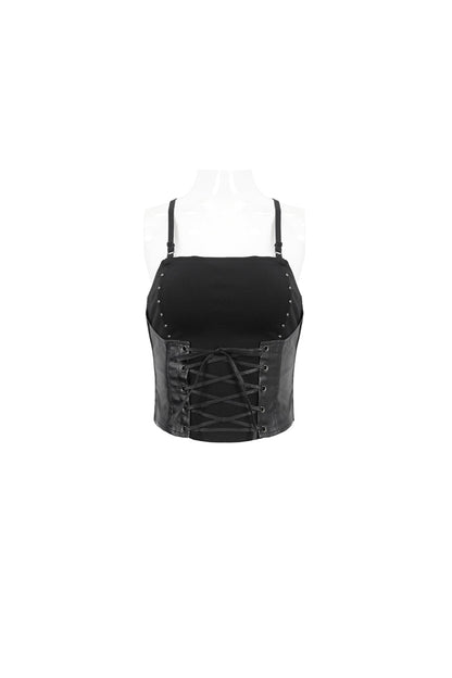 Black Knit Adjustable String Women's Punk Bandeau Camisole
