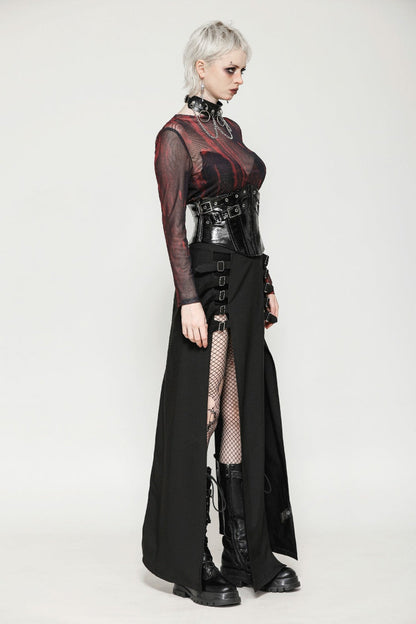 Black Lace-Up Buckled Women's Punk Patent Leather Underbust Corset