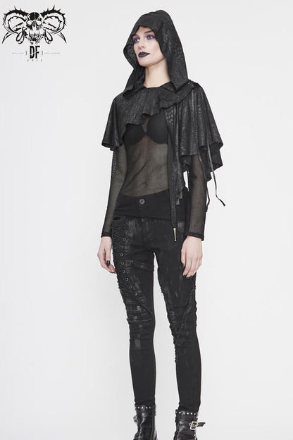 Black Metal Pendant Retro Thin Knitted Hooded Women's Gothic Small Shawl