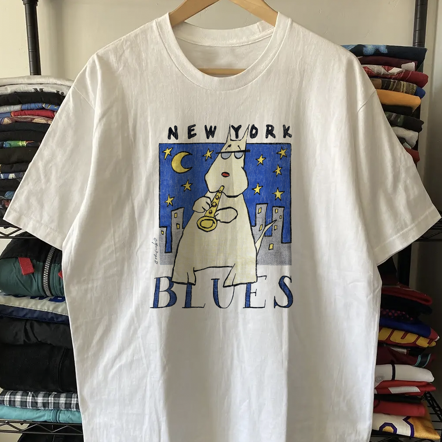 Rare New York Blues Washed White Tee