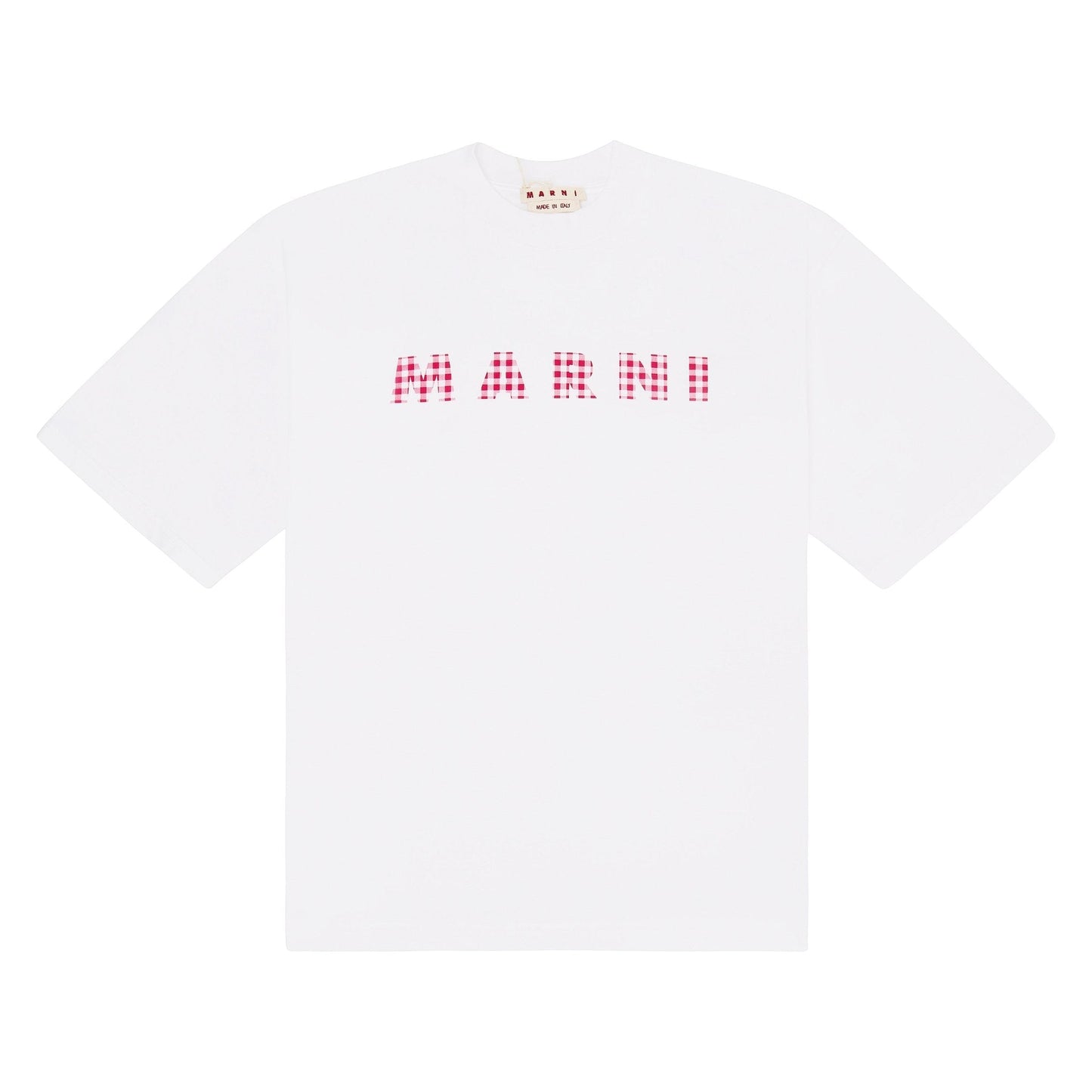 Checked Marni Logo Tee | White