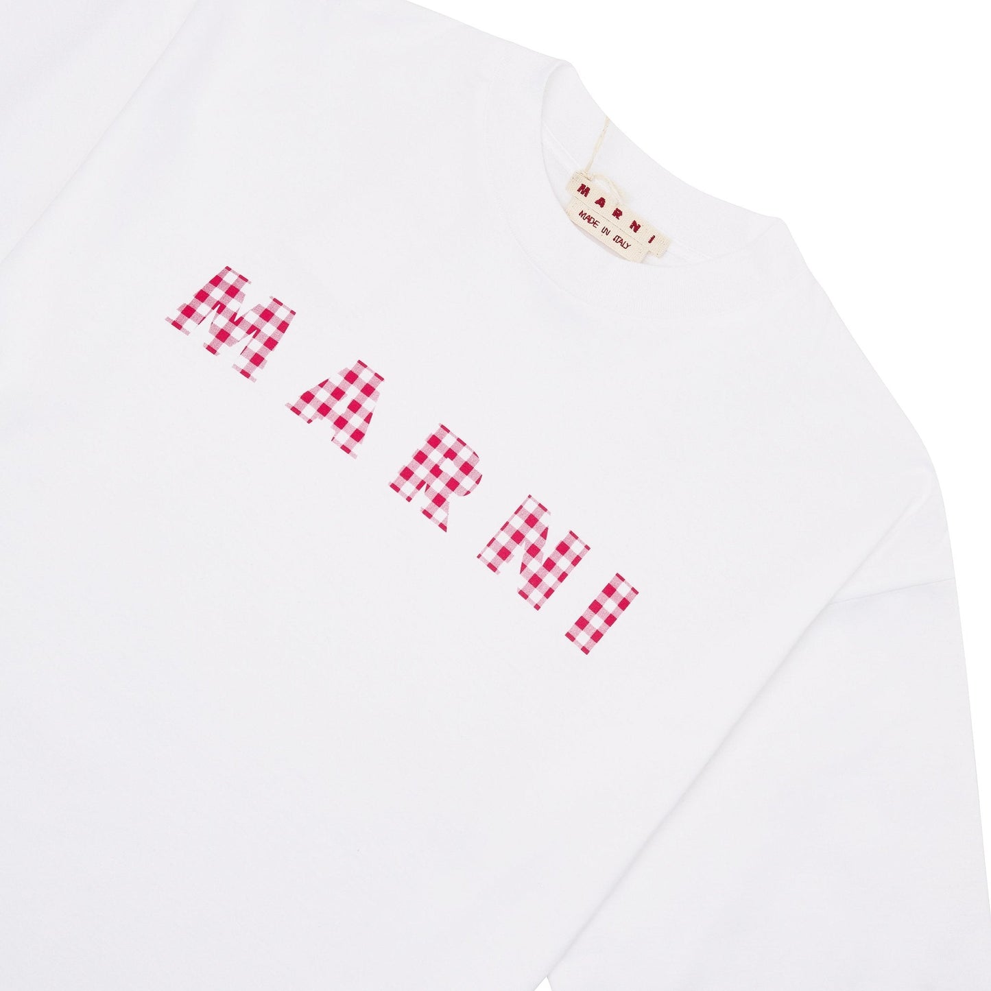 Checked Marni Logo Tee | White