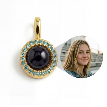 Personalized Birthstone Circle Photo Charm
