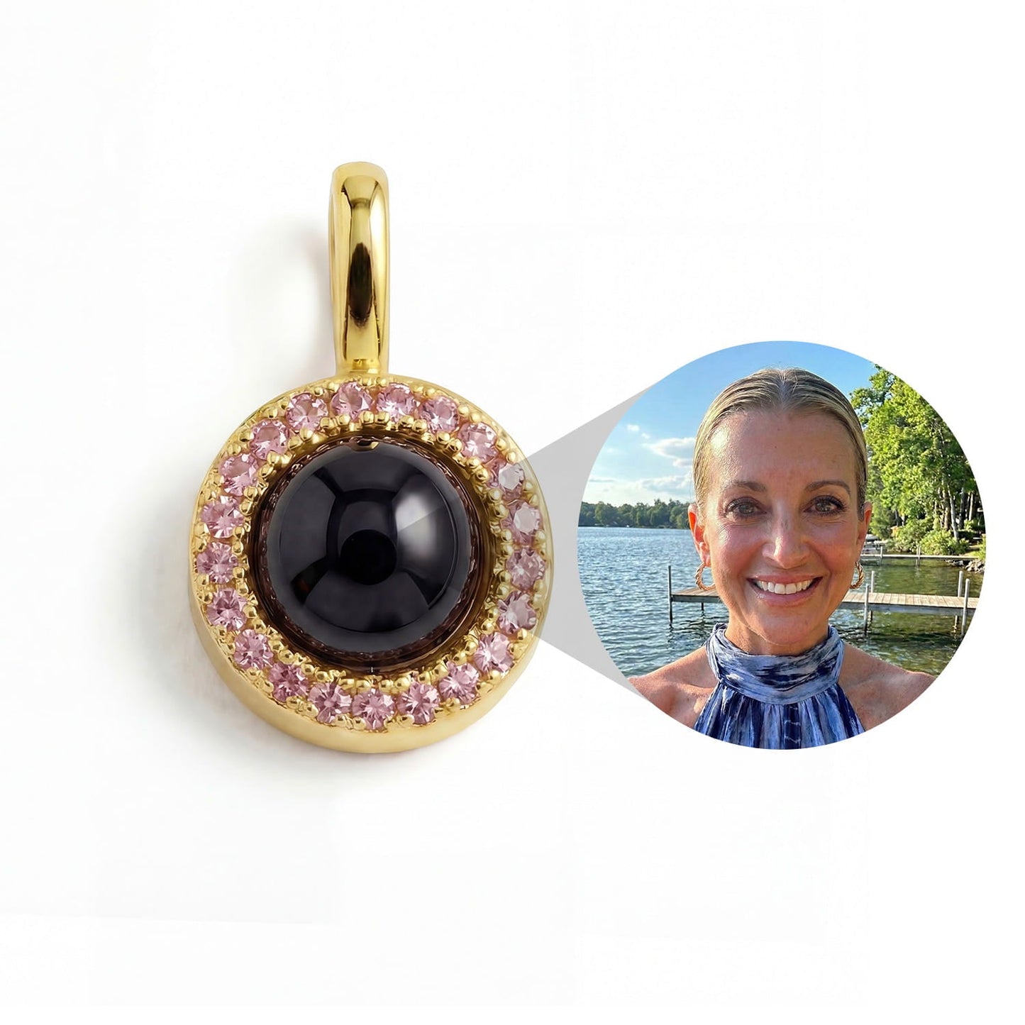 Personalized Birthstone Circle Photo Charm