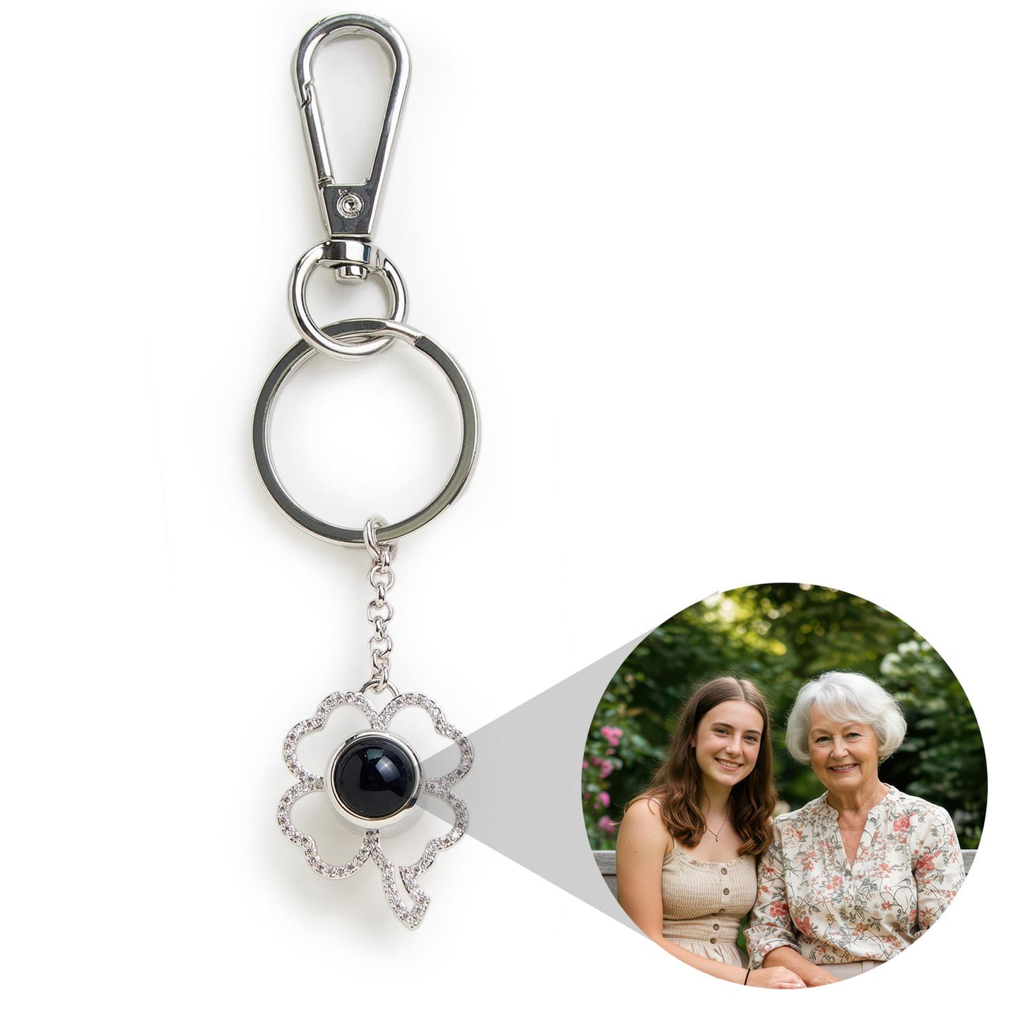 Personalized Clover Photo Keychain