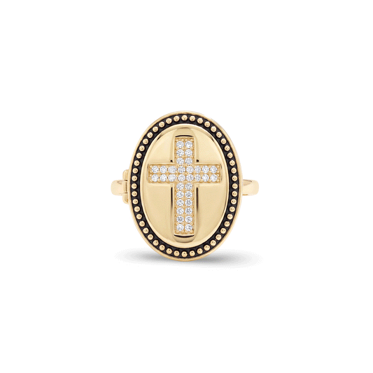 Personalized Cross Locket Ring