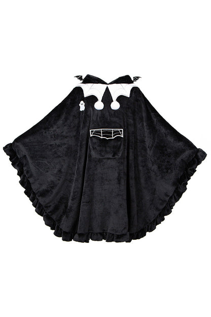 Black Bat Ruffle Hooded Sweet Lolita Coat Cloak