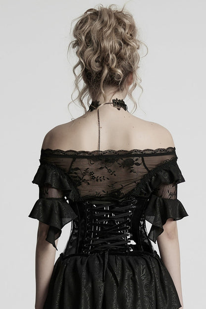 Black Patent Leather Women's Gothic Underbust Corset
