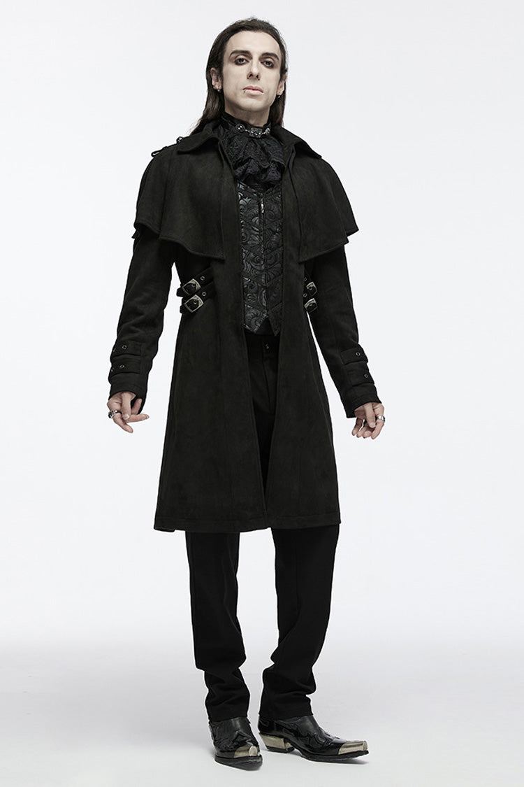Black Long Sleeves Buckle Eyelets Men's Gothic Jacket