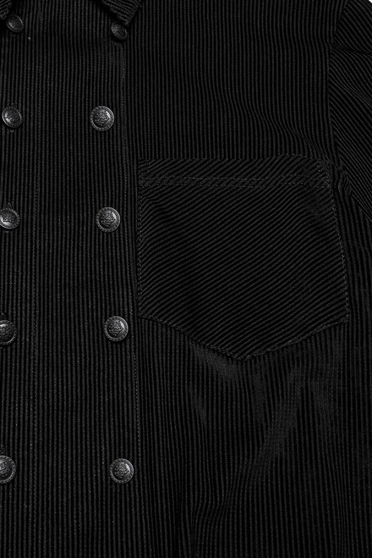 Black Double-breasted Long Puff Sleeves Men's Gothic Blouse