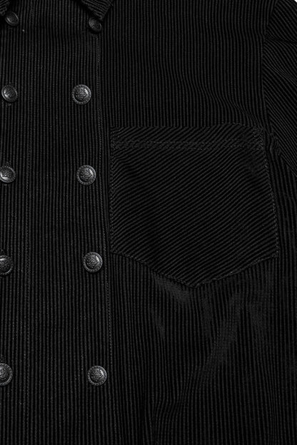 Black Double-breasted Long Puff Sleeves Men's Gothic Blouse