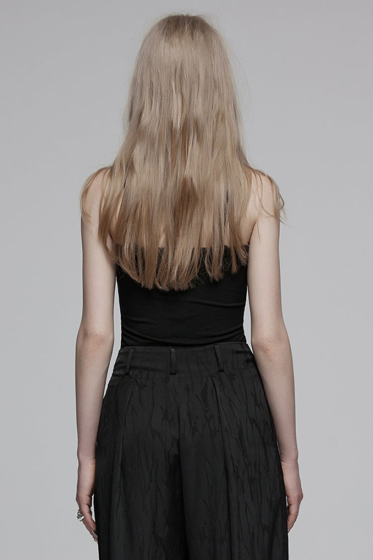 Black Halterneck Drop Hollow Women's Punk Vest