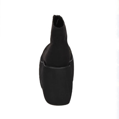 Black Front Zipper Platform Short Classic Lolita Boots