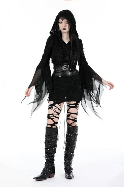 Black Lace-Up Studded Buckled Women's Punk PU Underbust Corset
