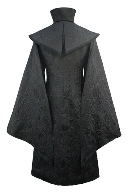 Black Gothic Pattern Mens Coat With Shawl Collar
