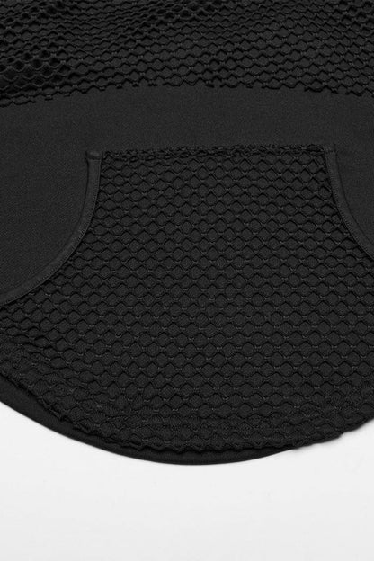 Black Long Sleeves Hollow Mesh Stitching Hooded Womens Steampunk Blouse