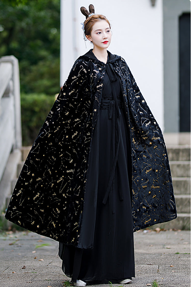 Black Costume Polka Dot Print Classic Hanfu Dress