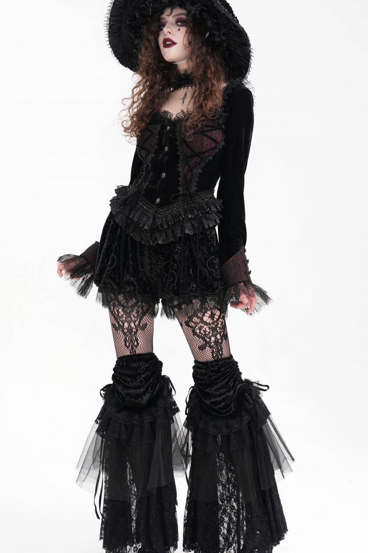Black Lace Mesh Women's Gothic Shorts