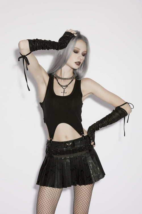 Black Cut-Out Slim Irregular Women's Gothic Handsome Vest