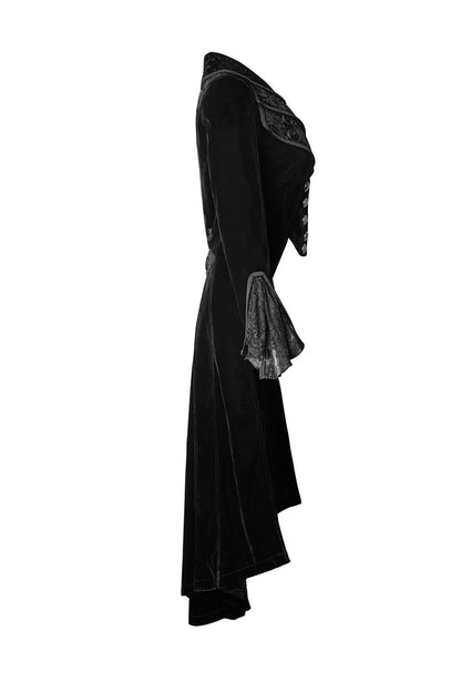 Black Layered Collar Back Large Wave Womens Gothic Victorian Dress Coat