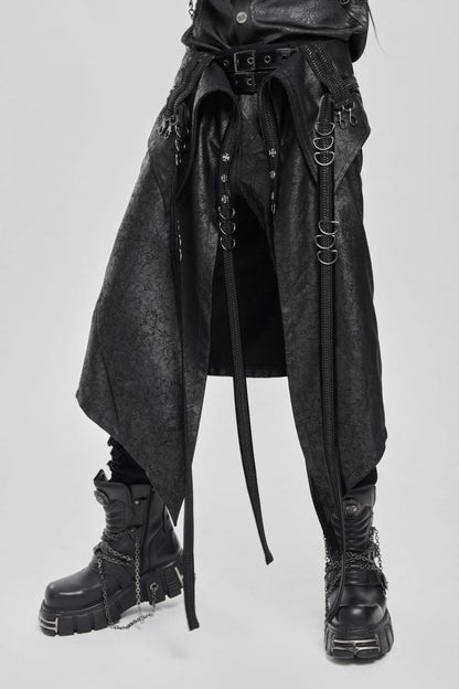 Black D-ring Buckle Zipper Men's Punk Skirt