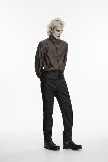 Black Embroidered Pleated Men's Gothic Accessory