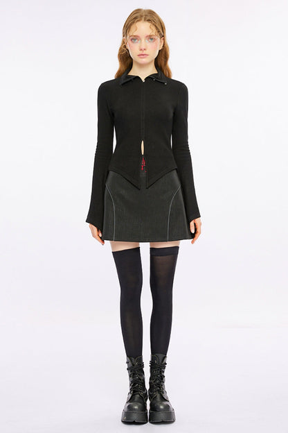 Black Long Sleeves Scream Hem Women's Gothic T-Shirt
