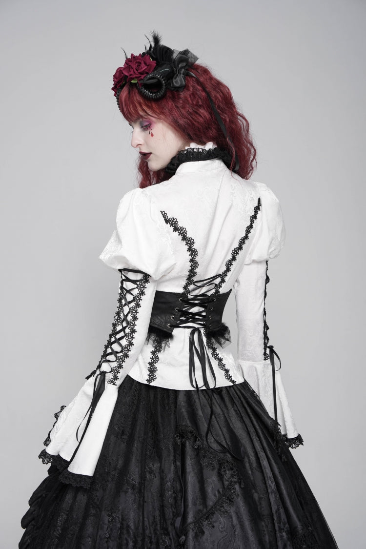 Black Lace Lace-Up Cross&Eyes Underbust Slim Women's Gothic Corset