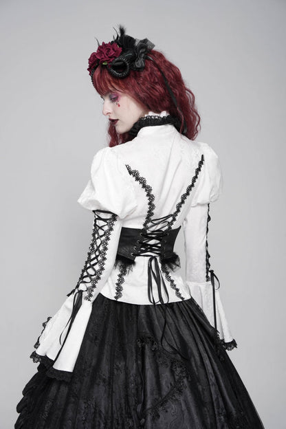 Black Lace Lace-Up Cross&Eyes Underbust Slim Women's Gothic Corset
