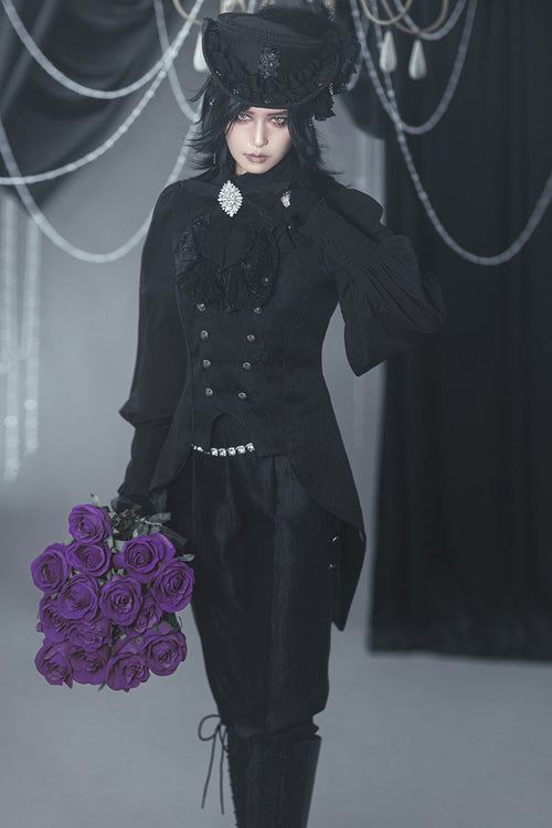 Black Hidden Prejudice Never Fades Vintage Elegant Prince Handsome Ouji Lolita Coat