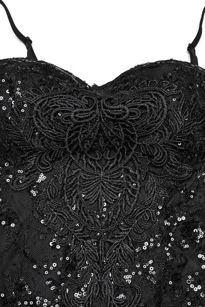 Black Off Shoulder Embroidery Lace Slim Women's Gothic Gown Fishtail Dress