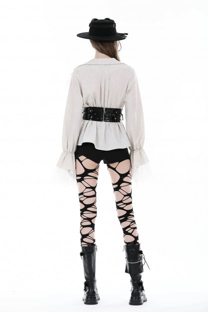 Black Lace-Up Buckled Zippered Women's Punk Shiny PU Corset