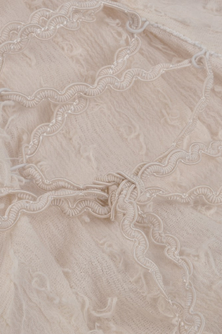Beige Irregular Multi-Layered Ruffled Lace Women's Steampunk Vintage Dress