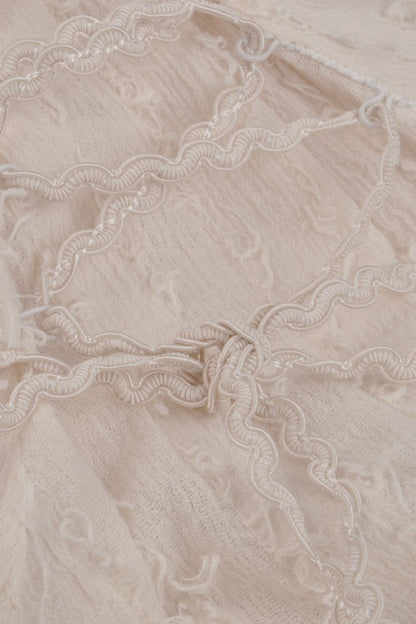 Beige Irregular Multi-Layered Ruffled Lace Women's Steampunk Vintage Dress