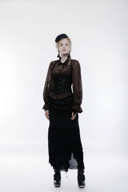 Black Halterneck Jacquard Lace-Up Women's Breast Support Gothic Vest