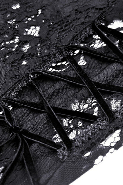 Black Lapel Collar Long Sleeves Ruffled Irregular Lace Lace-Up Women's Gothic Jacket Dress