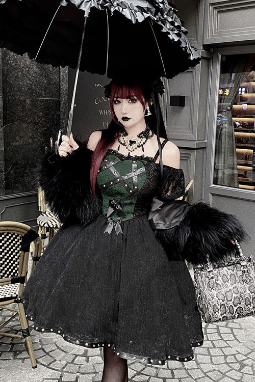 Black Green Elegant Bowknot Long Sleeves Gothic Lolita Jsk Dress