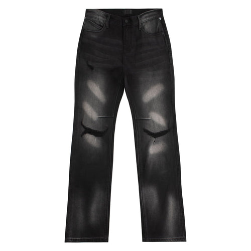 Denis Flared Black Distressed Denim