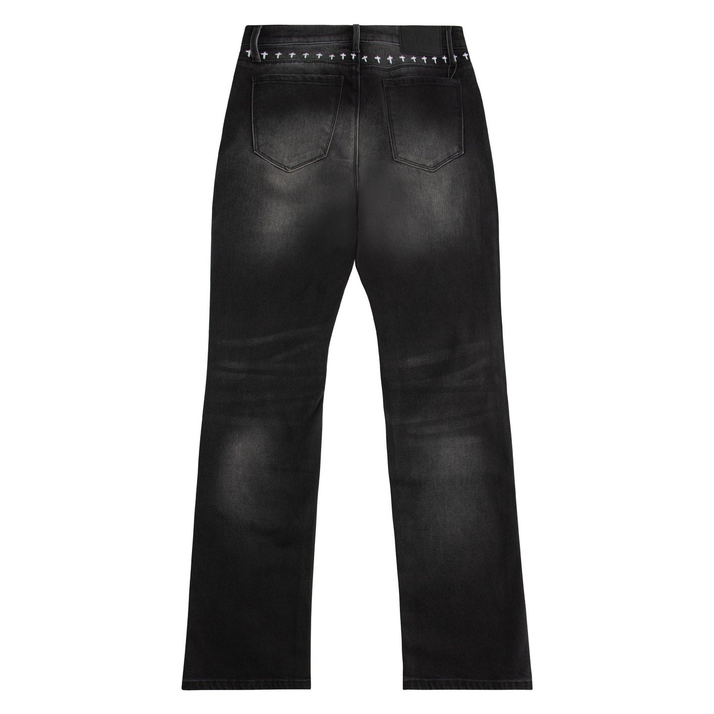 Denis Flared Black Distressed Denim