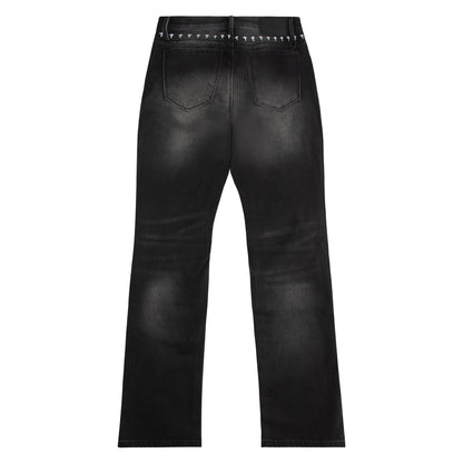 Denis Flared Black Distressed Denim