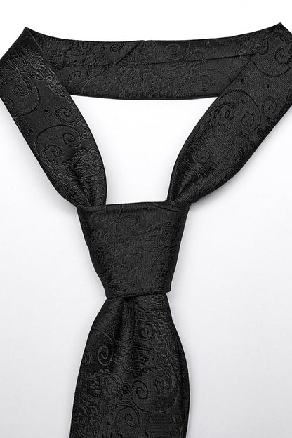 Black Cross Spike Print Embroidery Men's Gothic Tie