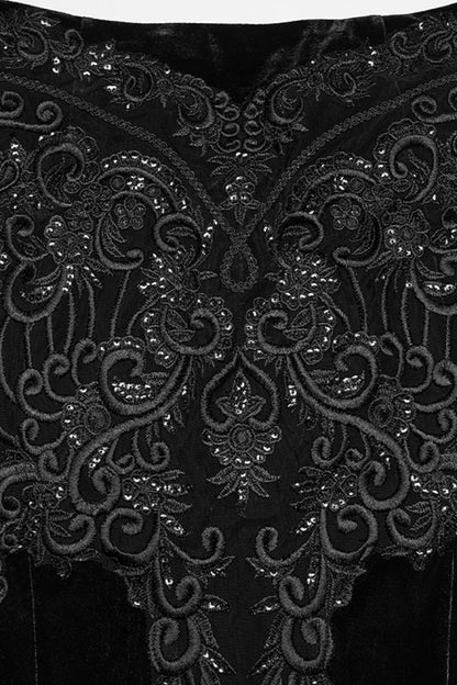 Black Cut-Out Embroidered Lace Slim Fishbone Women's Gothic Elegant Gorgeous Skirt